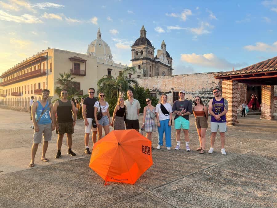 Cartagena: Historic Center and Getsemaní Shared Walking Tour - Meeting at Plaza Cervantes and finding the orange umbrella